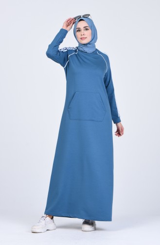 Oil Blue İslamitische Jurk 9209-04