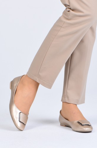 Gold Colour Woman Flat Shoe 0322-08