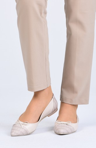 Beige Damen Ballerinas 1216-03