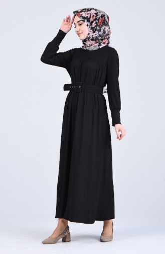 Schwarz Hijab Kleider 3051-01