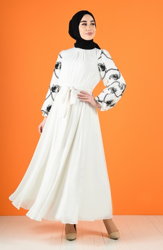 Naturfarbe Hijab Kleider 0370-01