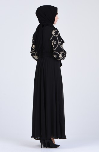 Schwarz Hijab Kleider 0370-02