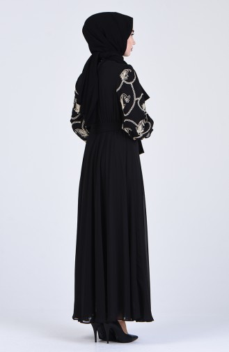 Belted Chiffon Dress 0370-02 Black 0370-02