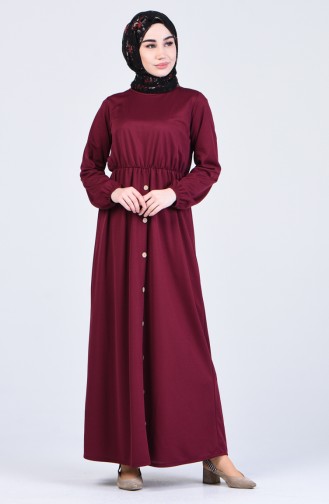 Claret Red Hijab Dress 1971A-01