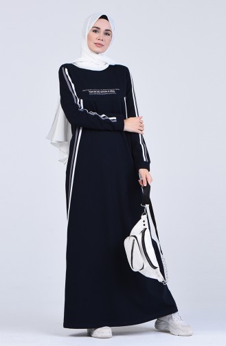 Navy Blue Hijab Dress 9161-02