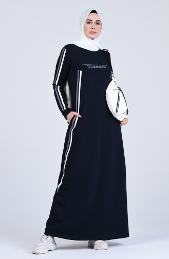 Navy Blue İslamitische Jurk 9161-02