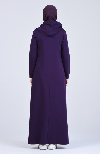 Hooded Striped Sports Dress 9188-04 Purple 9188-04