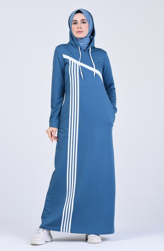 Petrol Hijab Dress 9188-05