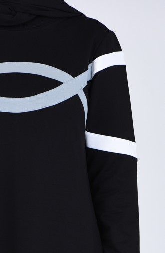 Şeritli Spor Elbise 9189-01 Siyah