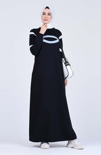 Navy Blue Hijab Dress 9189-02