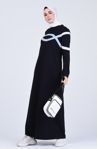 Navy Blue Hijab Dress 9189-02