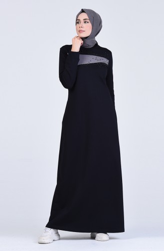 Navy Blue Hijab Dress 9208-02