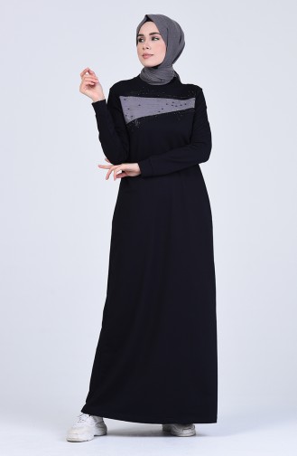 Navy Blue Hijab Dress 9208-02
