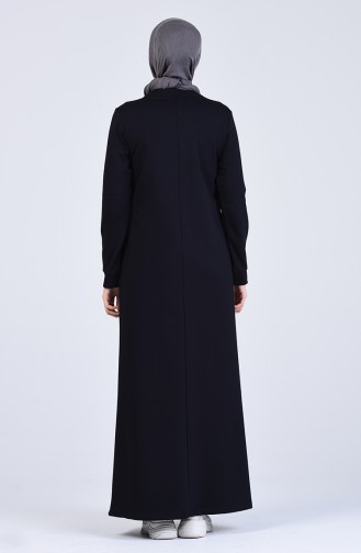 Navy Blue Hijab Dress 9208-02