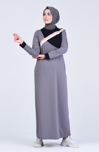 Smoke-Colored Hijab Dress 9212-04