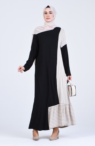 Beige Hijab Kleider 3175-01