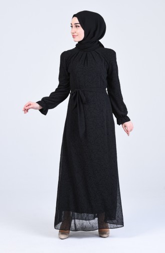 Gemustertes Kleid  60145-01 Schwarz 60145-01