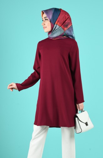 Düz Basic Tunik 8241-04 Mürdüm