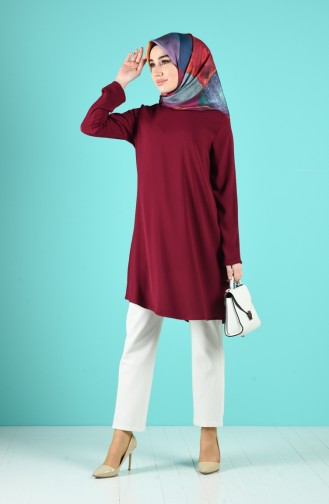 Düz Basic Tunik 8241-04 Mürdüm