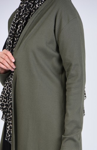 Saisonale Lange Strickjacke 1305-01 Khaki 1305-01