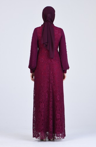 Lace-plated Evening Dress 5009-02 Plum 5009-02
