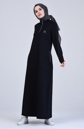 Navy Blue Hijab Dress 9187-02