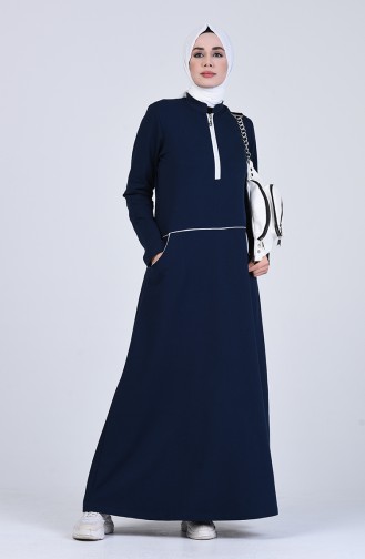 Dress with Pocket 6000s-02 Navy Blue 6000S-02