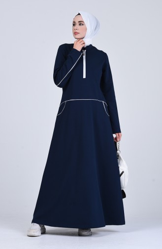 Dress with Pocket 6000s-02 Navy Blue 6000S-02