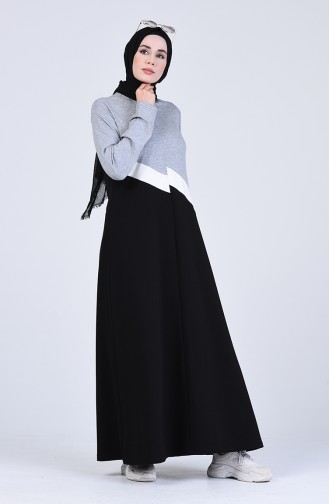 Grau Hijab Kleider 6001S-01