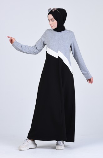 Şeritli Spor Elbise 6001S-01 Gri Siyah