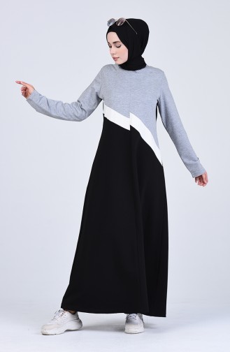 Grau Hijab Kleider 6001S-01