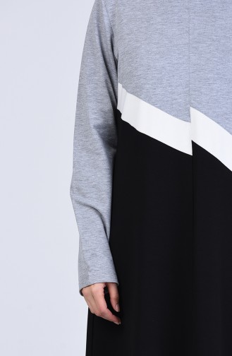 Grau Hijab Kleider 6001S-01