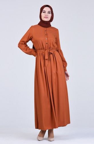 Gathered waist Dress 3145-02 Tobacco 3145-02