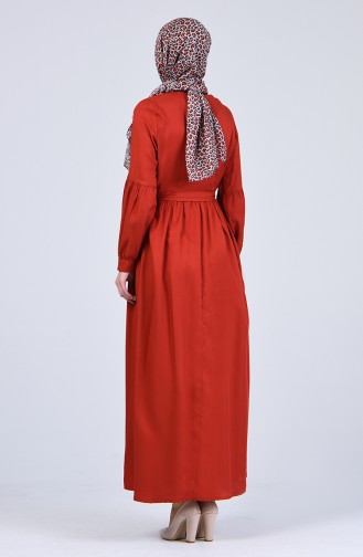 Ziegelrot Hijab Kleider 3145-04