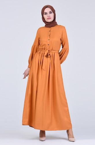 Gathered waist Dress 3145-05 Mustard 3145-05