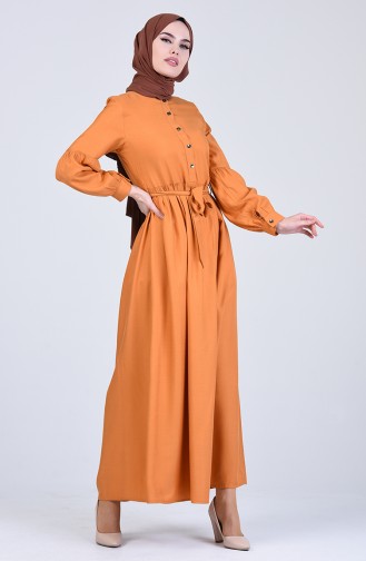 Gathered waist Dress 3145-05 Mustard 3145-05