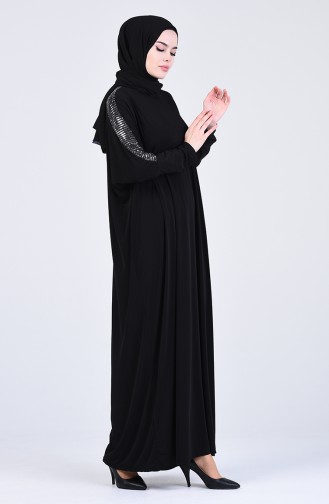 Yarasa Kol Sandy Elbise 1006-03 Siyah