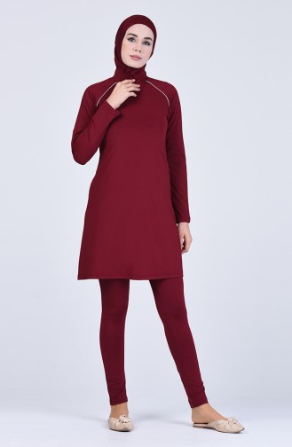 Claret Red Modest Swimwear 20115-02