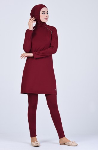 Claret Red Modest Swimwear 20115-02