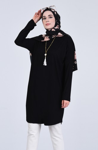Fledermausarmel Tunika mit Halskette  1304-01 Schwarz 1304-01