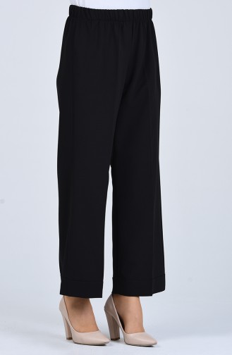 Elastic waist wide Leg Pants 0282-02 Black 0282-02