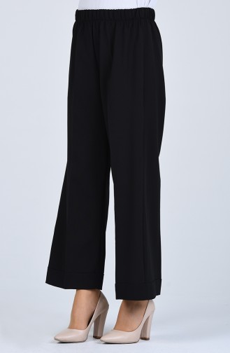 Elastic waist wide Leg Pants 0282-02 Black 0282-02