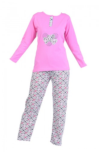 Baskılı Pijama Takım 2600-04 Pembe