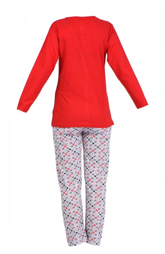 Baskılı Pijama Takım 2600-05 Kırmızı