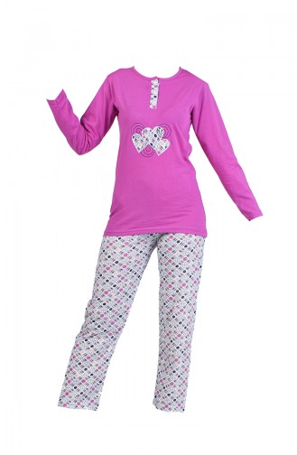 Baskılı Pijama Takım 2600-06 Lila