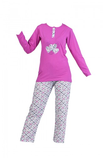 Baskılı Pijama Takım 2600-06 Lila