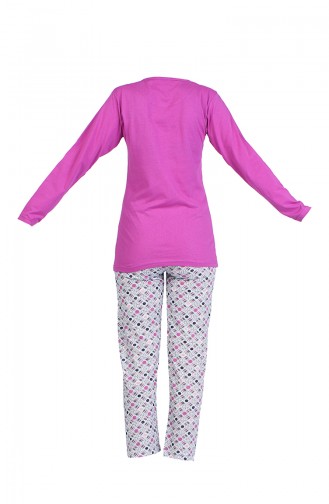 Bedruckter Pyjama Set  2600-06 Lilafarbig 2600-06