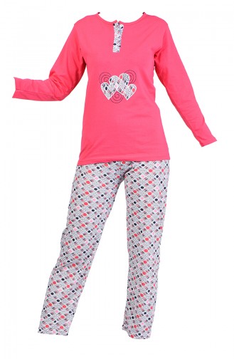 Baskılı Pijama Takım 2600-07 Mercan