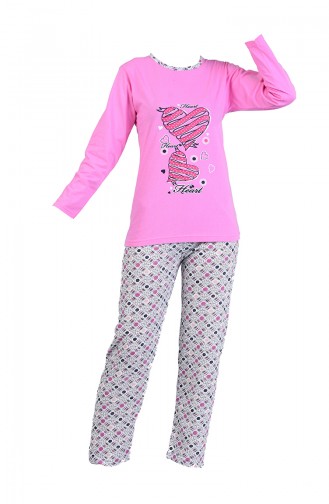 Baskılı Pijama Takım 2605-01 Pembe