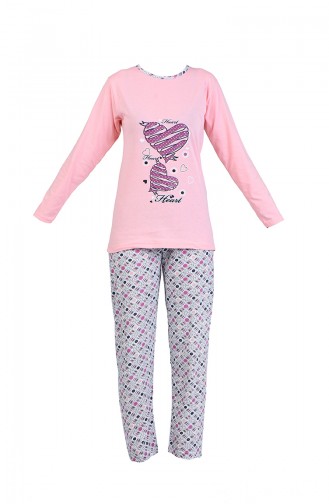 Baskılı Pijama Takım 2605-06 Somon